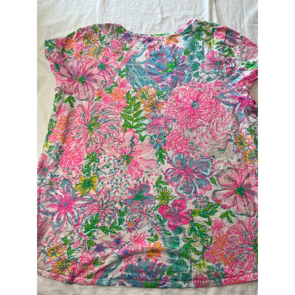 Lilly Pulitzer Womens Pink and Green Floral Short Sleeve Tee - Picture 8 of 8